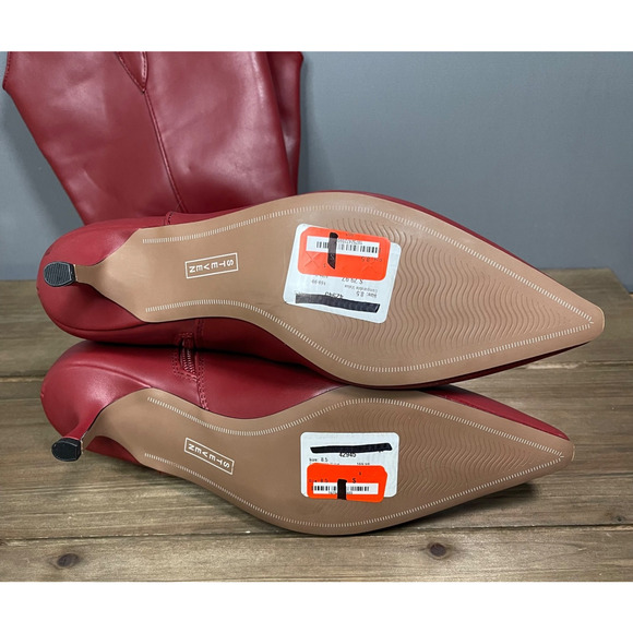 Steven New York Women's Britt Knee High Western Boots Size 8.5 Red Faux Leather - Picture 13 of 16